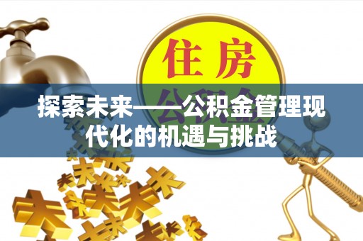 威远探索未来——公积金管理现代化的机遇与挑战